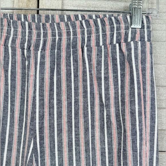 SUITE BENEDICT Women's Pull On Casual Cropped Pants Striped 100% Cotton-Small - Picture 2 of 3